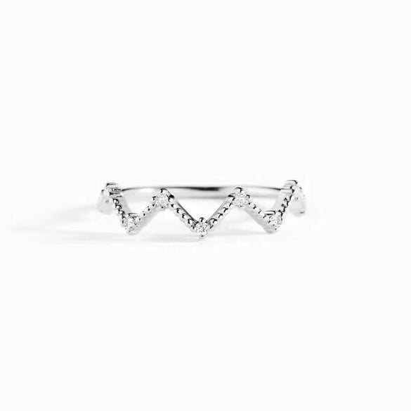 Women's Geometric Sterling Silver 925 Electroplated Diamond Ring