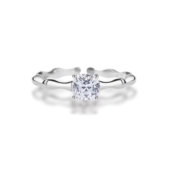 Women's Geometric 925 Sterling Silver Electroplated Single Diamond Ring