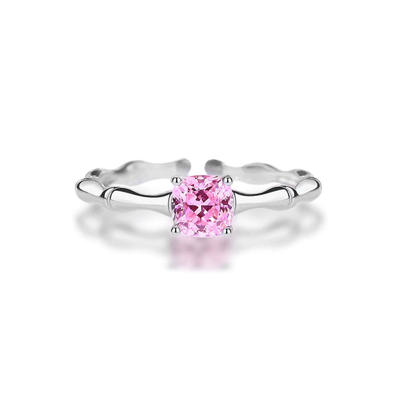 Women's Geometric 925 Sterling Silver Electroplated Single Diamond Ring