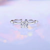 Women's Geometric 925 Sterling Silver Electroplated Single Diamond Ring