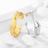 Women's Geometric Sterling Silver Goldplated Open Ring With Polished Mobius Design And Adjustable Fit
