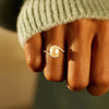 Women's Geometric Sterling Silver Pearl Eye Ring With Electroplating