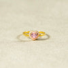 Women's Geometric Sterling Silver 925 Ring With Pink And Blue Diamonds And Enamel Epoxy Electroplated