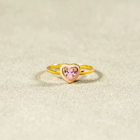 Women's Geometric Sterling Silver 925 Ring With Pink And Blue Diamonds And Enamel Epoxy Electroplated