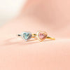 Women's Geometric Sterling Silver 925 Ring With Pink And Blue Diamonds And Enamel Epoxy Electroplated