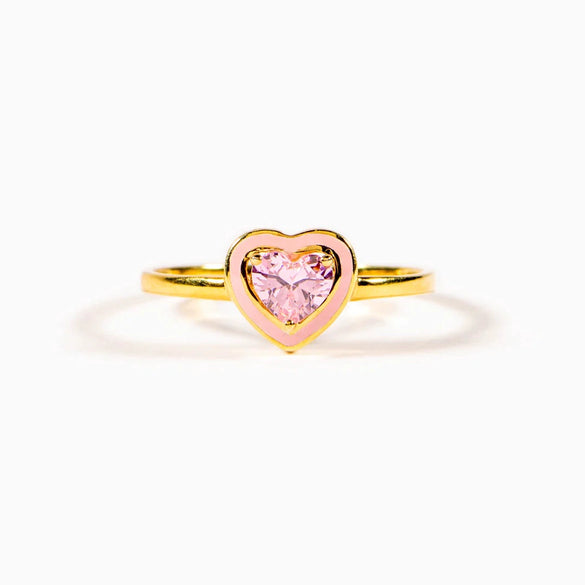Women's Geometric Sterling Silver 925 Ring With Pink And Blue Diamonds And Enamel Epoxy Electroplated