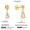 Women's Geometric Stud Earrings With Zircon Stones Stainless Steel And Titanium Steel Posts Pvd Vacuum Gold Plated Design