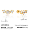 Women's Geometric Stud Earrings With Zircon Stones Stainless Steel And Titanium Steel Posts Pvd Vacuum Gold Plated Design