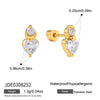 Women's Geometric Stud Earrings With Zircon Stones Stainless Steel And Titanium Steel Posts Pvd Vacuum Gold Plated Design