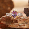 Women's Geometric Style Crystal And S925 Sterling Silver Treasure Ring With Topaz And Yellow Amethyst