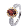 Women's Geometric Style Crystal And S925 Sterling Silver Treasure Ring With Topaz And Yellow Amethyst