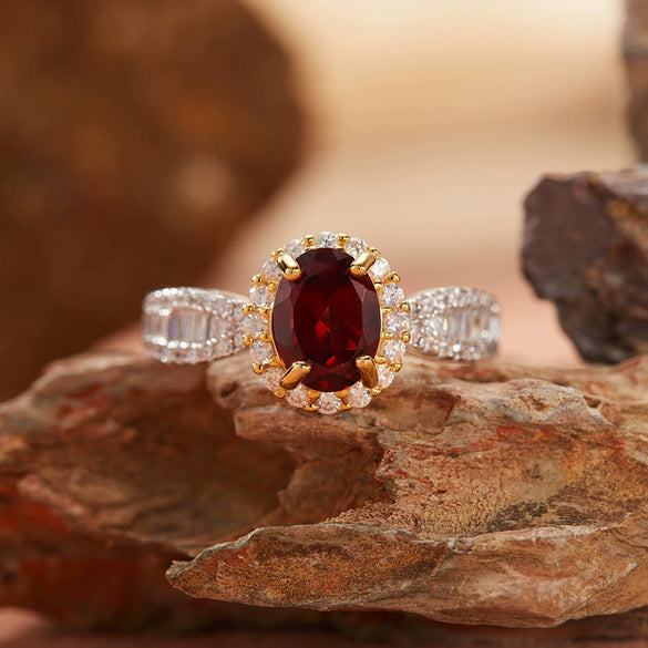 Women's Geometric Style Crystal And S925 Sterling Silver Treasure Ring With Topaz And Yellow Amethyst