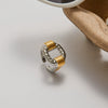 Women's Geometric Style Stainless Steel Ring With Gold And Silver Color Matching Ribbed Twist Cut Out Open Design Electroplated