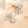 Women's Geometric Sunflower Star Tassel Teardrop Earrings In Glossy Alloy With Electroplated Finish And Steel Posts