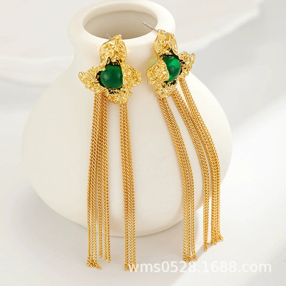Women's Geometric Tassel Earrings In Gold Plated Copper With A Versatile Statement Design
