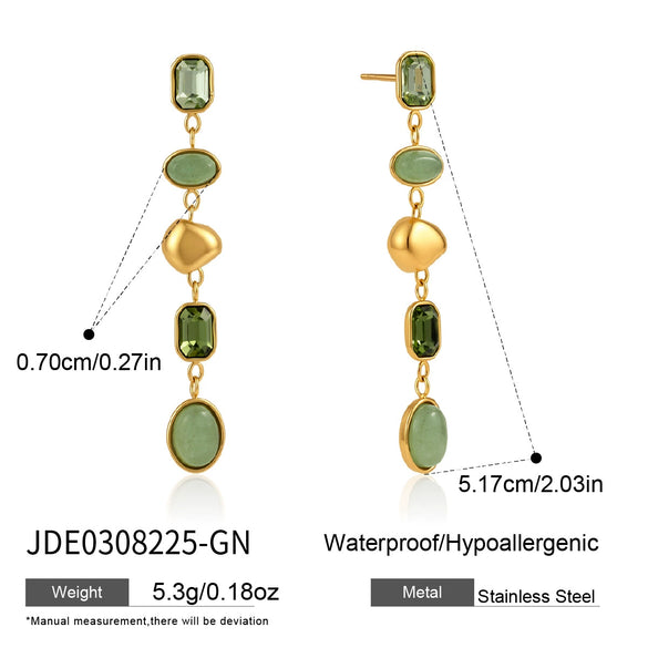 Women's Geometric Tassel Earrings In Titanium Steel And Stainless Steel With Sparkling Zircon And Colorfast Vacuum Gold Plating
