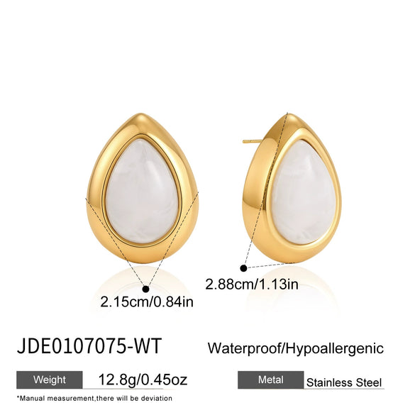 Women's Geometric Teardrop Resin Stud Earrings With Stainless Steel Posts And Pvd Vacuum Gold Plating Wholesale Jewelry