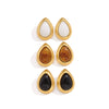 Women's Geometric Teardrop Resin Stud Earrings With Stainless Steel Posts And Pvd Vacuum Gold Plating Wholesale Jewelry