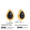 Women's Geometric Teardrop Resin Stud Earrings With Stainless Steel Posts And Pvd Vacuum Gold Plating Wholesale Jewelry