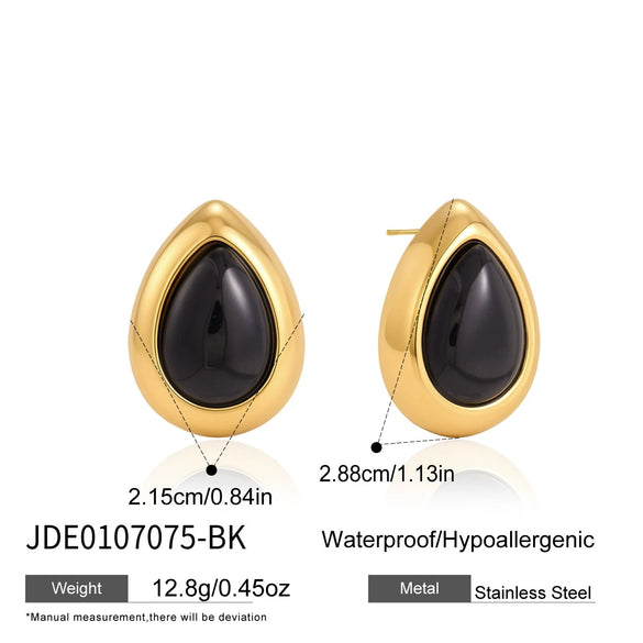 Women's Geometric Teardrop Resin Stud Earrings With Stainless Steel Posts And Pvd Vacuum Gold Plating Wholesale Jewelry