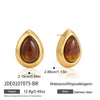 Women's Geometric Teardrop Resin Stud Earrings With Stainless Steel Posts And Pvd Vacuum Gold Plating Wholesale Jewelry
