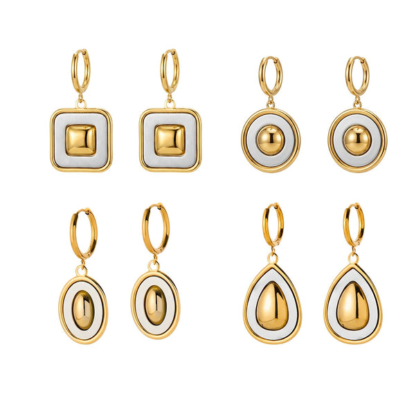 Women's Geometric Teardrop Stainless Steel Earrings With 18K Gold Plating Minimalist Elegant Fashion Jewelry