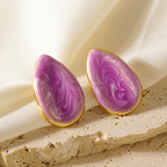 Women's Geometric Teardrop Stainless Steel Oil Drip Earrings With Electroplated Finish Simple Fashion Earrings