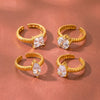 Women's Geometric Teardrop Stainless Steel Ring With Zircon Setting Adjustable Open Design Vacuum Plated Elegant Jewelry