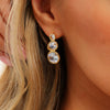 Women's Geometric Teardrop Zircon Drop Earrings In Electroplated Stainless Steel With Round Spliced Design