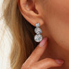 Women's Geometric Teardrop Zircon Drop Earrings In Electroplated Stainless Steel With Round Spliced Design