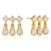 Women's Geometric Teardrop Zirconia Earrings In Titanium Steel With Pvd Vacuum Gold Plating