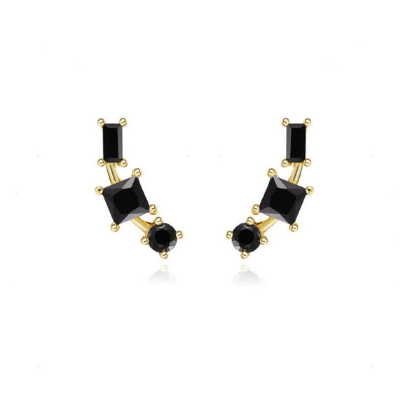 Women's Geometric Three Layer Zircon Earrings With Silver Needle And Copper Electroplated Fashion Jewelry