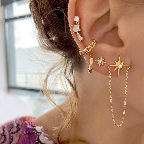 Women's Geometric Three Layer Zircon Earrings With Silver Needle And Copper Electroplated Fashion Jewelry