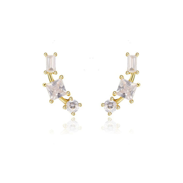 Women's Geometric Three Layer Zircon Earrings With Silver Needle And Copper Electroplated Fashion Jewelry