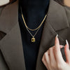 Women's Geometric Tiger Eye Clavicle Chain Necklace Copper Alloy Electroplated Light Luxury Highend Jewelry