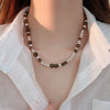 Women's Geometric Tiger Eye Clavicle Chain Necklace Copper Alloy Electroplated Light Luxury Highend Jewelry