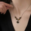 Women's Geometric Tiger Eye Clavicle Chain Necklace Copper Alloy Electroplated Light Luxury Highend Jewelry