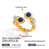 Women's Geometric Tiger Eye Natural Stone Ring In Stainless Steel With Vacuum Pvd Gold Plating Hypoallergenic Jewelry
