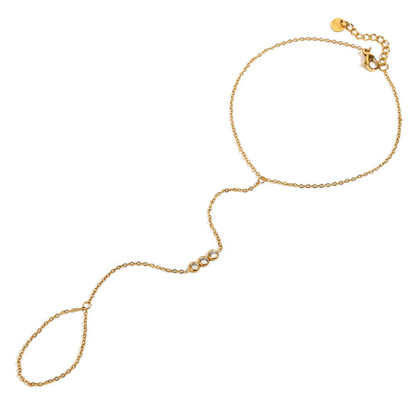 Women's Geometric Titanium Steel And 18K Gold Finger Chain And Footpiece