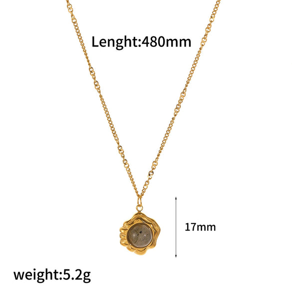 Women's Geometric Titanium Steel And Stainless Steel Turquoise Necklace With Electroplating