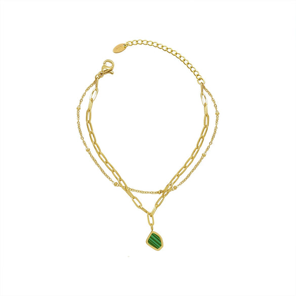 Women's Geometric Titanium Steel Double Layer Bracelet With Acrylic Pendant Electroplated Fashion Jewelry