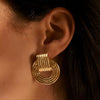 Women's Geometric Titanium Steel Hammer Compass Earrings With Electroplating