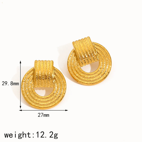 Women's Geometric Titanium Steel Hammer Compass Earrings With Electroplating