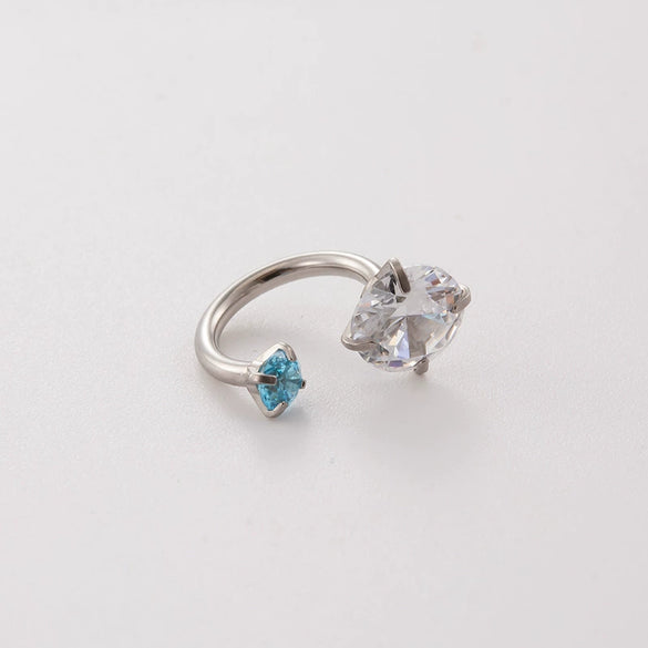 Women's Geometric Titanium Steel Inlaid Zircon Earrings Horseshoe Ring Snail Style