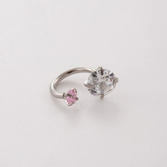 Women's Geometric Titanium Steel Inlaid Zircon Earrings Horseshoe Ring Snail Style