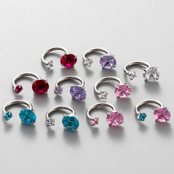 Women's Geometric Titanium Steel Inlaid Zircon Earrings Horseshoe Ring Snail Style