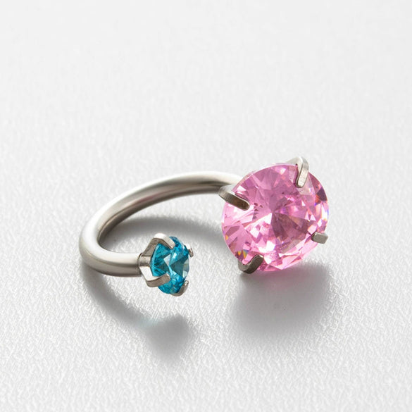 Women's Geometric Titanium Steel Inlaid Zircon Earrings Horseshoe Ring Snail Style