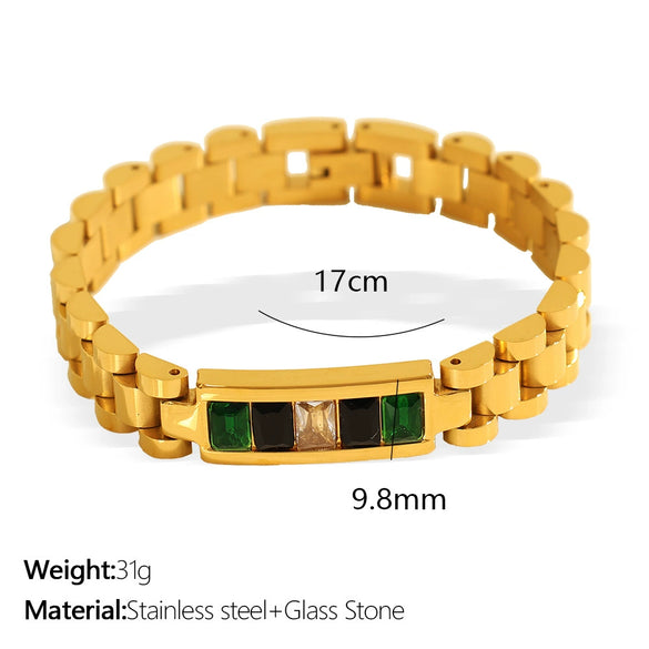 Women's Geometric 316L Stainless Steel Jewelry Hip Hop Style With Titanium Plating And Zircon Inlaid Strap Chain