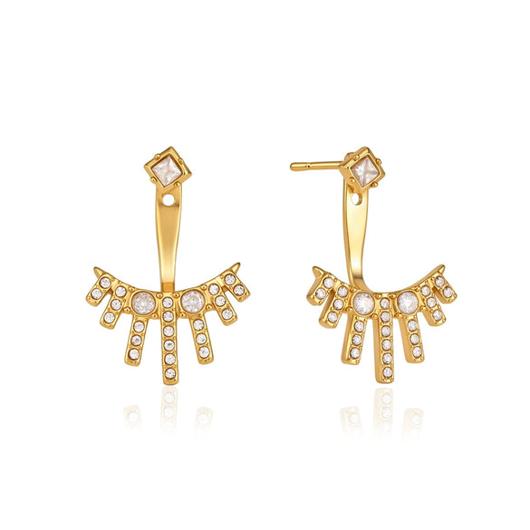 Women's Geometric Titanium Steel Stud Earrings With Detachable Front And Back Design Vacuum Gold Plated Stainless Steel Jewelry