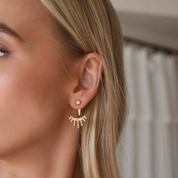 Women's Geometric Titanium Steel Stud Earrings With Detachable Front And Back Design Vacuum Gold Plated Stainless Steel Jewelry